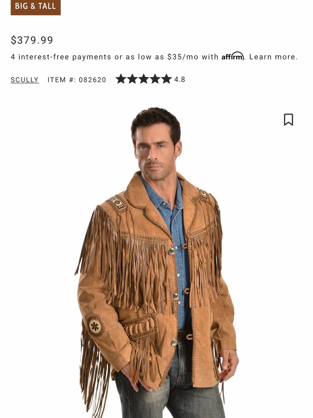 Scully Men's Tan Suede Fringe Military-Style Jacket